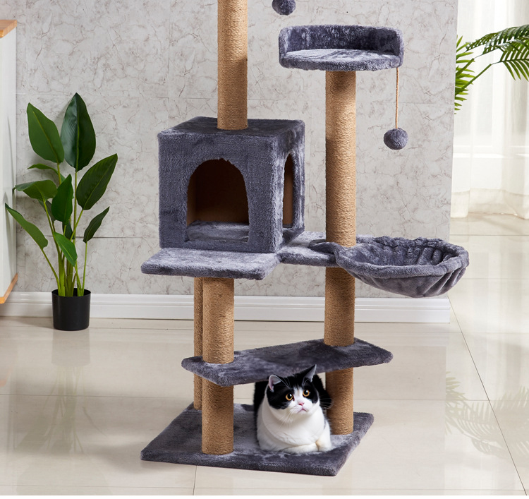 Cats Original Design Faux Fur Rope Big Cat Tree Scratch Post As Phot