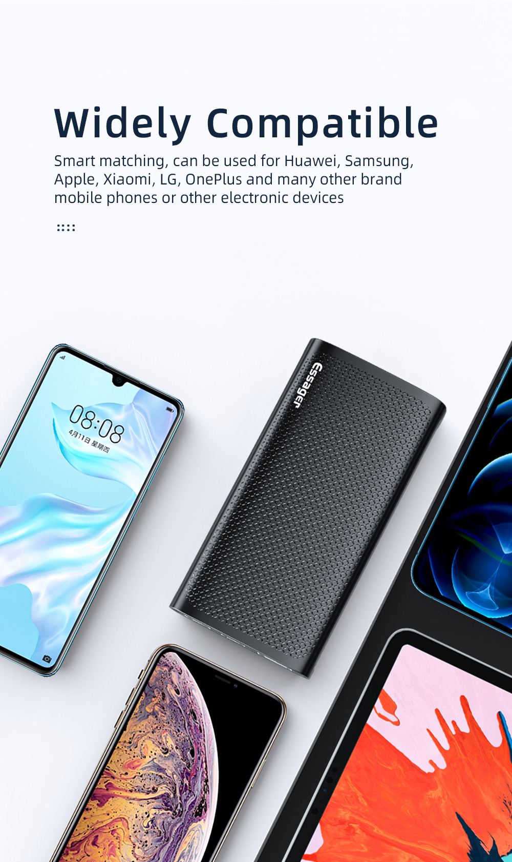 Portable 30000 MAh Power Banks Supporting 22.5W Fast Charging 3 Input Output