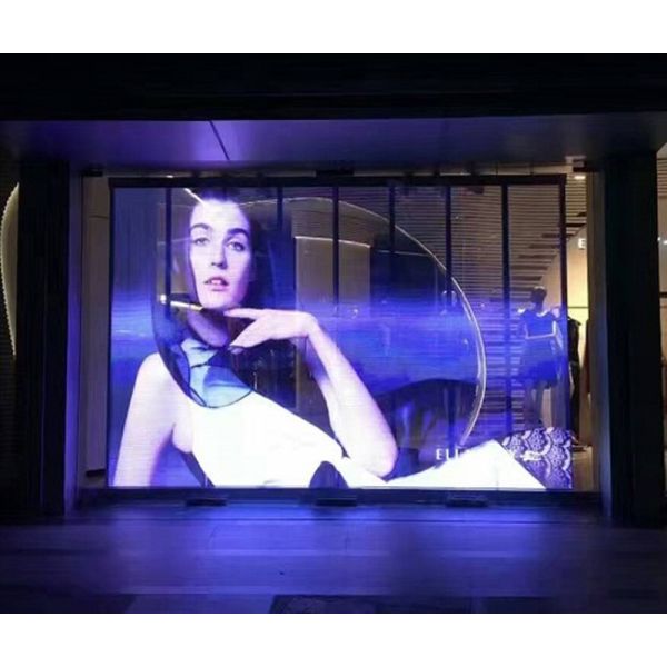 3m*2.5m Transparent Grille LED Screen For Retail Shop Curtain Window