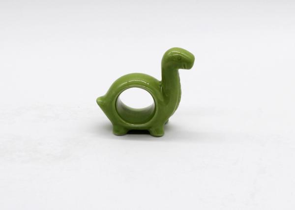 Green Dinosaur Ceramic Napkin Rings Wedding Party Decoration Handmade Dolomite
