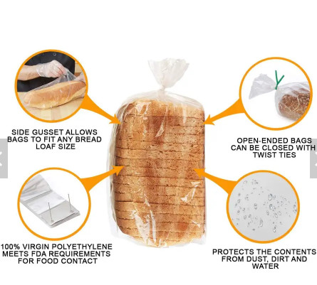Waterproof Recycle Plastic Bread Bags Eco Friendly Lightweight