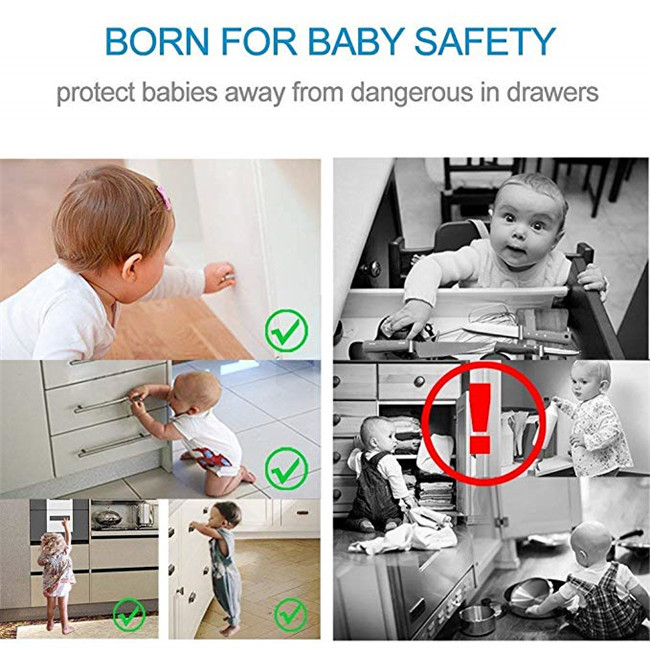 Black Invisible Child Safety Drawer Lock / Hidden Baby Spring Lock