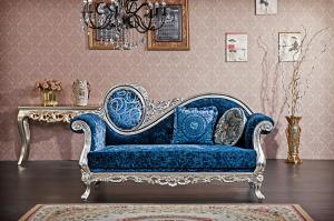Wholesale XY B024 Silver Blue French Antique Luxury Chaise Lounge Wood Carved from china suppliers
