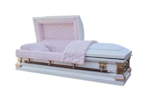 Wholesale White Shaded Metal Casket Silver Rose Copper With Pink Velvet Interior And Square Corner from china suppliers