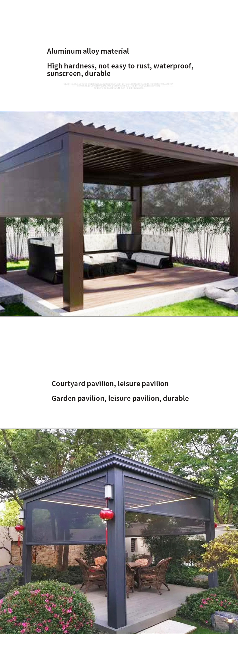 Outdoor Patio Flipped Louver Pavilion Aluminum Alloy Outdoor Electric Shade Pavilion Villa Sun Protection Pavilion