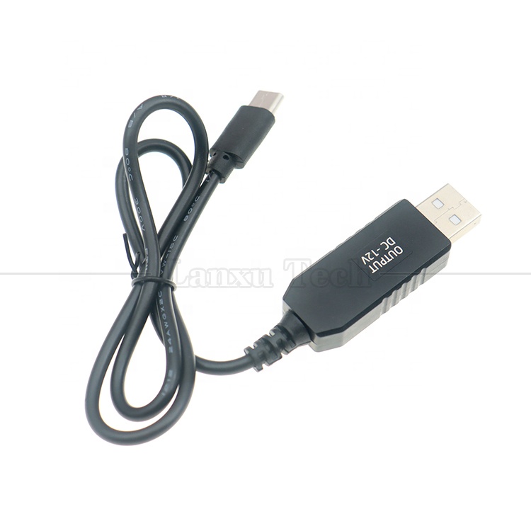 USB 5V to USB Type C 12V Output Booster Converter Power Charger Cable for Led Light Mats