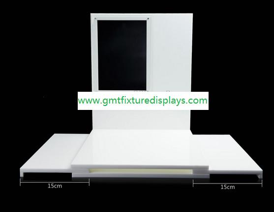White Acrylic CounterJewelry Display Set for Showcase Foldable Plexiglass Jewellery Stand With Back Panel