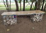 Galvanized Steel Welded 200cm Gabion Basket Bench With Pine Wood Boards