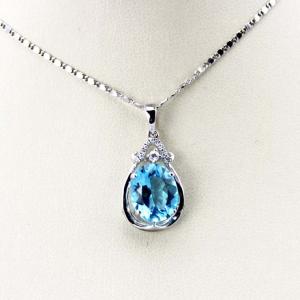 Wholesale 925 Silver Jewelry 9mm x11mm Oval Blue Topaz Cubic Zircon Pendant(PSJ0420) from china suppliers