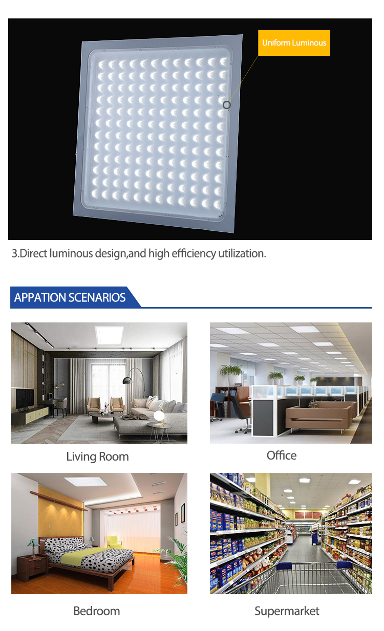 595X595mm 3D 96W 120W 140W Aluminum Lighting Panel LED Panel Light