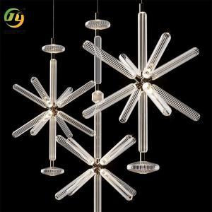 Wholesale Postmodern Crystal Carved Glass Snowflake Rice Chandelier Villa Duplex Staircase Light from china suppliers