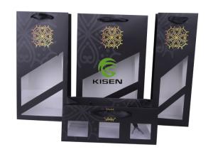 Wholesale Spot UV Coated Paper Bags With Window , Portable Printed Paper Carrier Bags from china suppliers