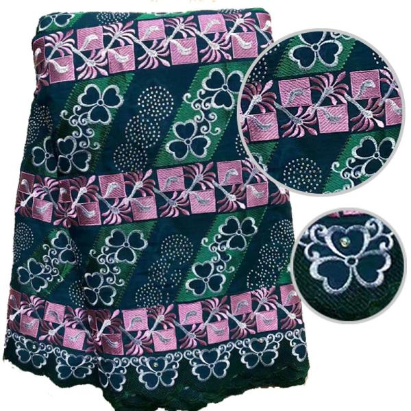 Polyester Cotton 145cm Coloured Embroidery Fabric Rhinestones Voile Lace