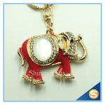 Novelty Rhinestone Crystal Lovely Animal Elephant Shape Pandent Metal Key Chain