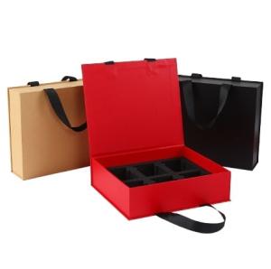 Wholesale CMYK Cardboard Packaging Gift Box FSC Portable Folding Cardboard Box With Ribbon Handles from china suppliers