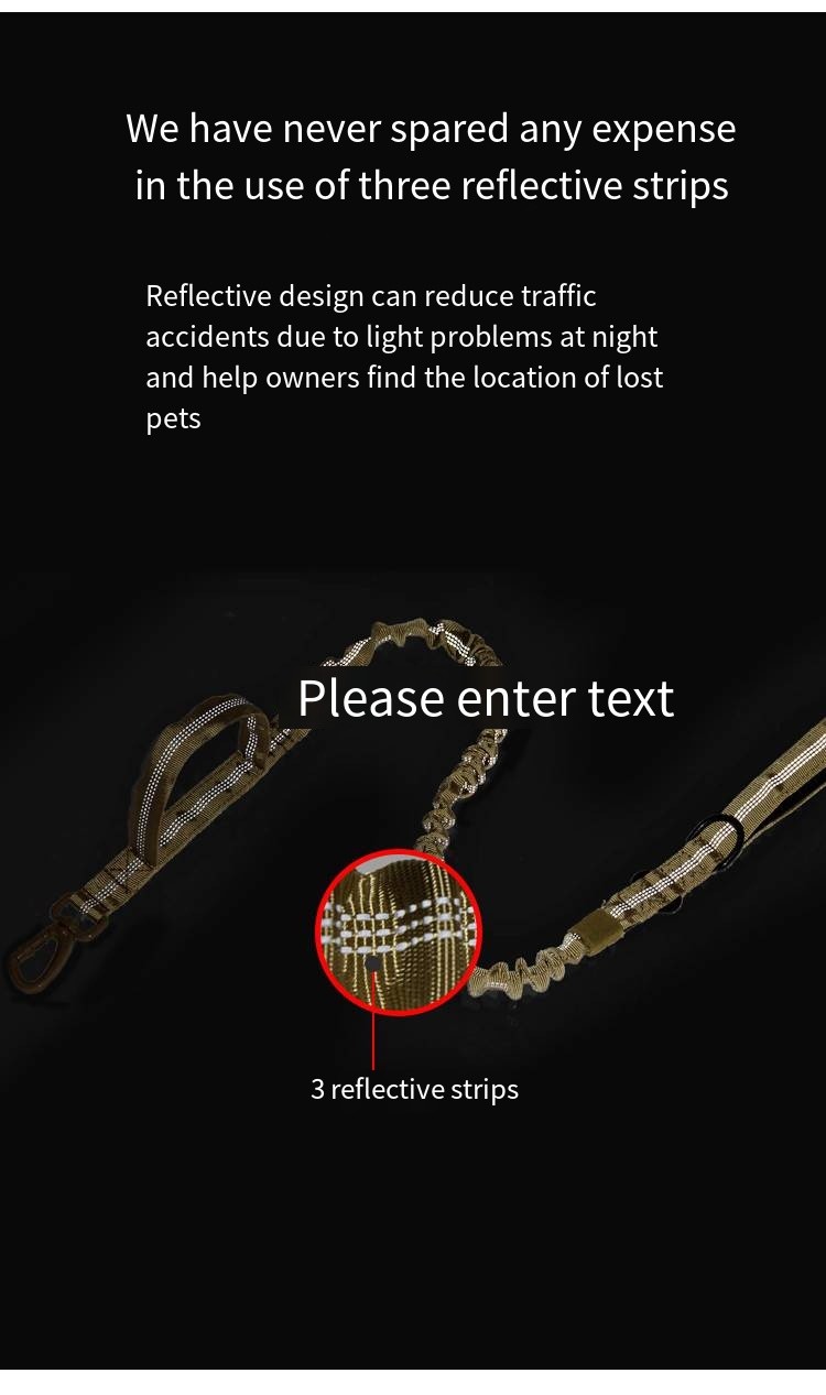 Pet Explosion Proof Reflective Leash Double Handle Nylon Tactical Dog Leash