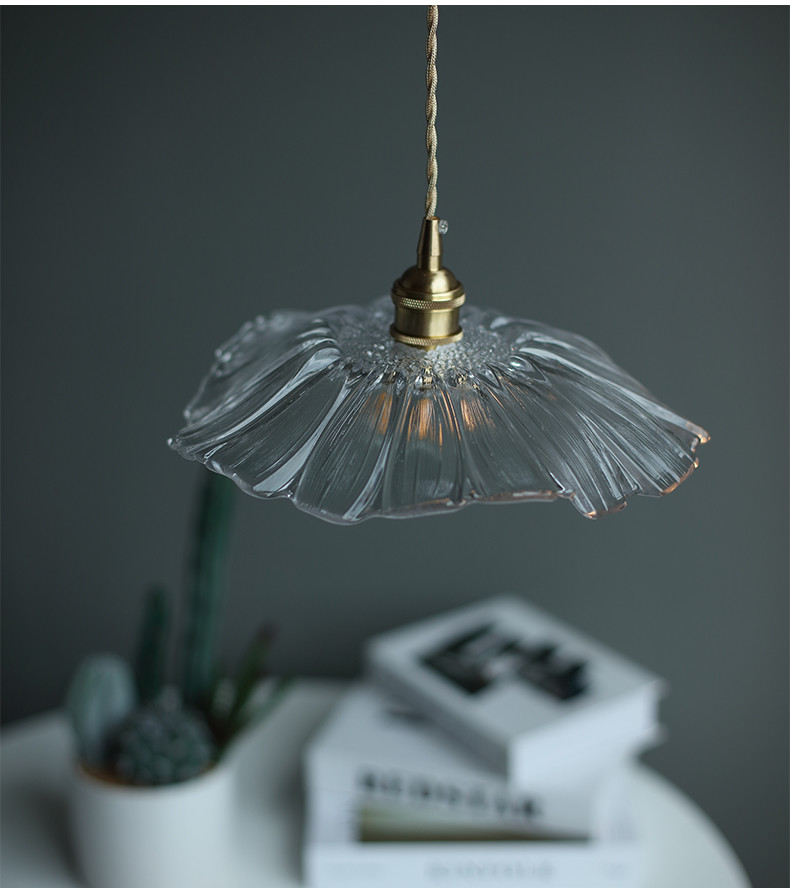 Vintage LED Pendant Lights Lotus Glass Hanging Lamps Home lotus lamp（WH-GP-106)