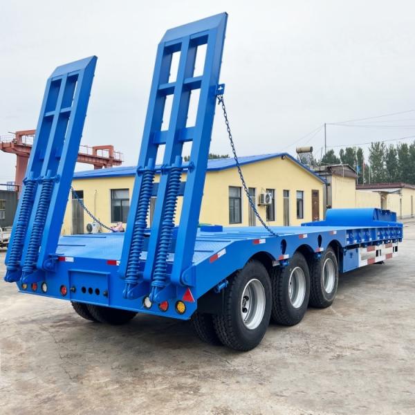 Tri Axle 60-80 Ton Low Bed Semi Trailer To Transport Heavy Equipment for Sale in
