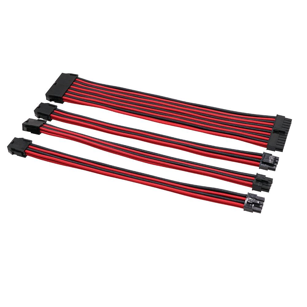 PSU extension Cable Kit softest cable 24 ATX 4+4 EPS 6+2 PCI-E 16AWG PET or Cotton Purple+Black