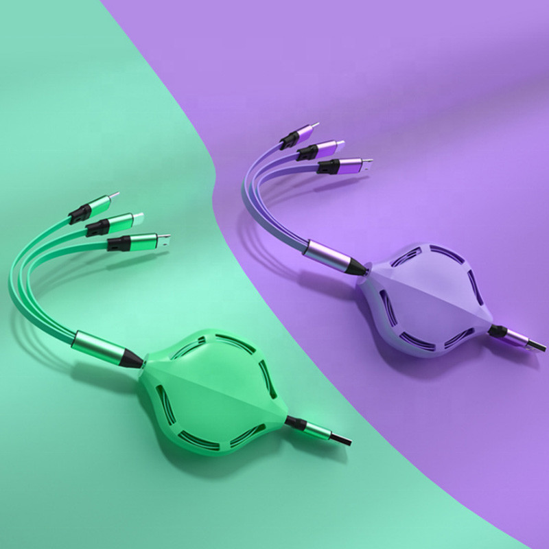 Retractable 3A Length 30cm Fast Charging USB Cables With Type C Micro