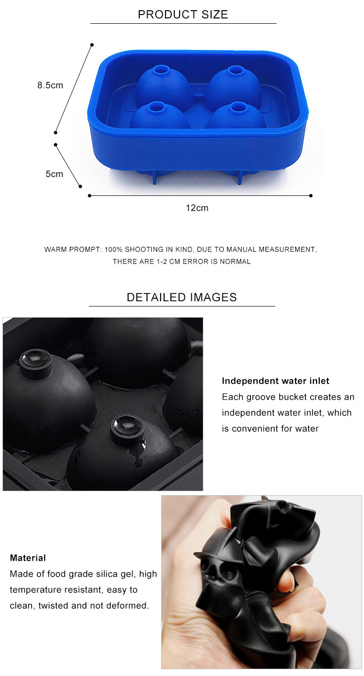 Flexible 3D Skull Silicone Ice Cube Mould For Beer