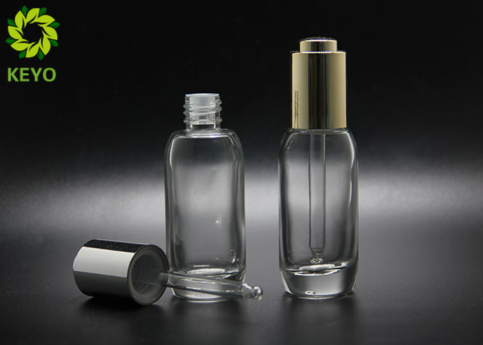 30ml Round Essential Oil Serum Clear Glass Dropper Bottle With Thick Bottom