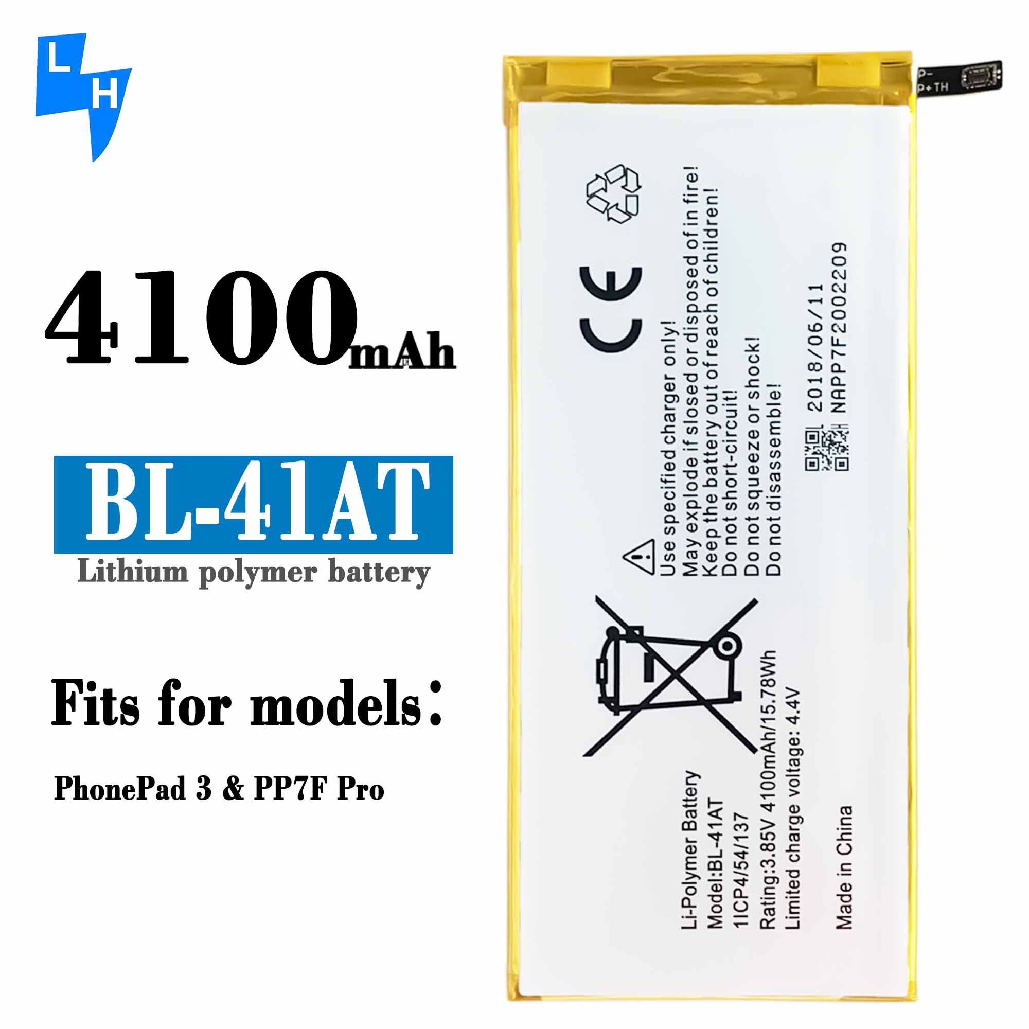 MOQ BL-41AT Rechargeable Li-Polymer Battery for tecno PhonePad 3 PP7F Pro