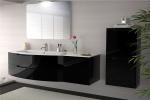 Single color and stainless steel sink make custom bathroom vanity people like