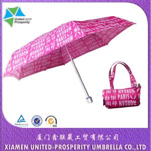 Wholesale Pink Letters Pattern Triple Folding Aluminium Umbrella from china suppliers