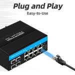 12 Port 10/100/1000mbps Unmanaged Din-rail Poe Switch 4 SFP Ports+ 8 RJ45 Ports