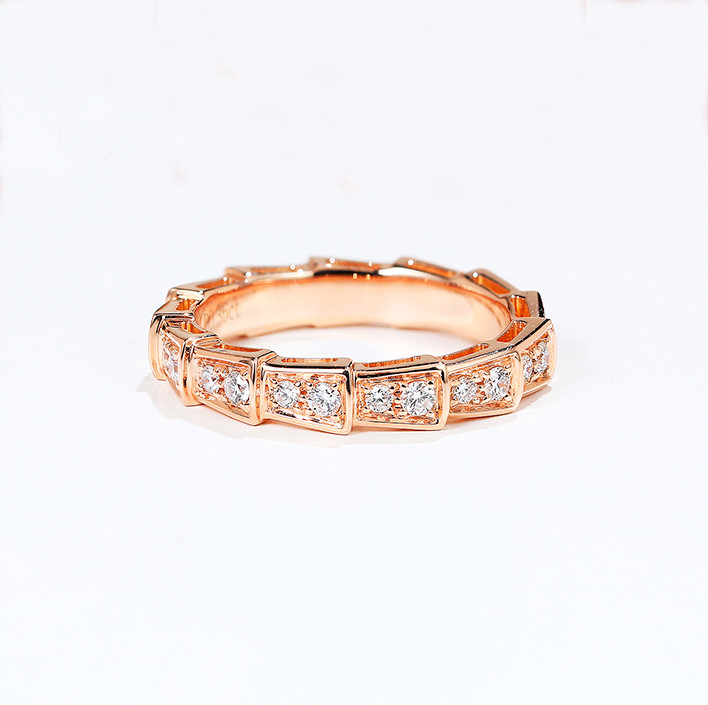 Serpenti Viper 18K Gold Diamond Rings 3.5g 18K Rose Gold Wedding Band