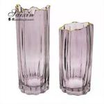 Wholesale Brilliant Gold Rim Glass Vase For Table Home Decoration Creative