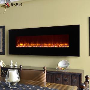 Wholesale 1480mm Mantel Wall Mounted Electric Fireplace Black Cold Rolled Iron Frame from china suppliers