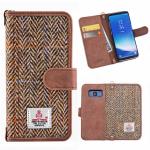 Brown Harris Tweed Phone Case 5.8 Inch Leather Wallet Case For Samsung S8
