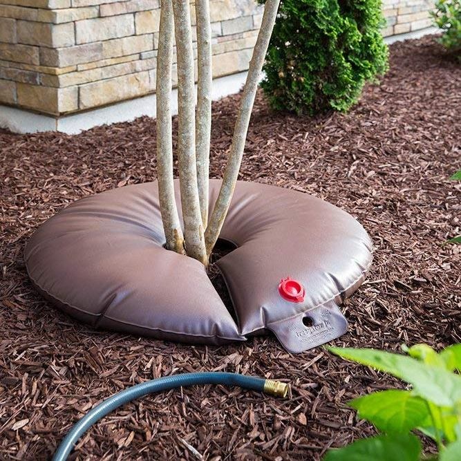 Tree Watering Bag with Slow Release Drip Irrigation Ring Heavy Duty 15 Gallon Brown