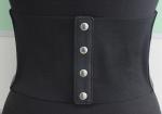 Big Eyelets Wide Black Stretch Belt , Snap Buttons / Silk Womens Black Elastic