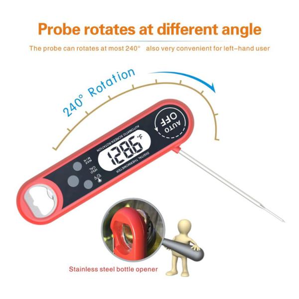 180° Auto Rotation Digital Food Thermometer Screen Instant Read Meat Waterproof Kitchen
