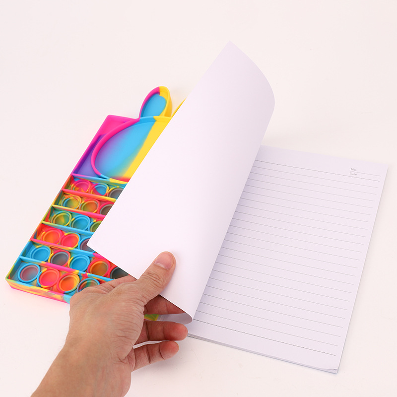 Popular A5 Cute Animal Pattern Silicone Colorful Sensory Push Bubble Fidget Pop Notebook For Children