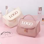 Customized New Arrival Luxury Portable Pu Large White Leather Travel Toiletry