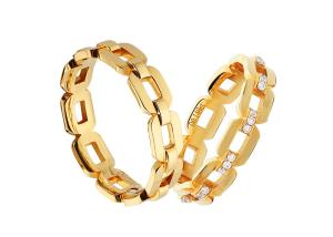 Wholesale 18k Gold Diamond Unique Chain OEM ODM Personalized Couple Rings from china suppliers