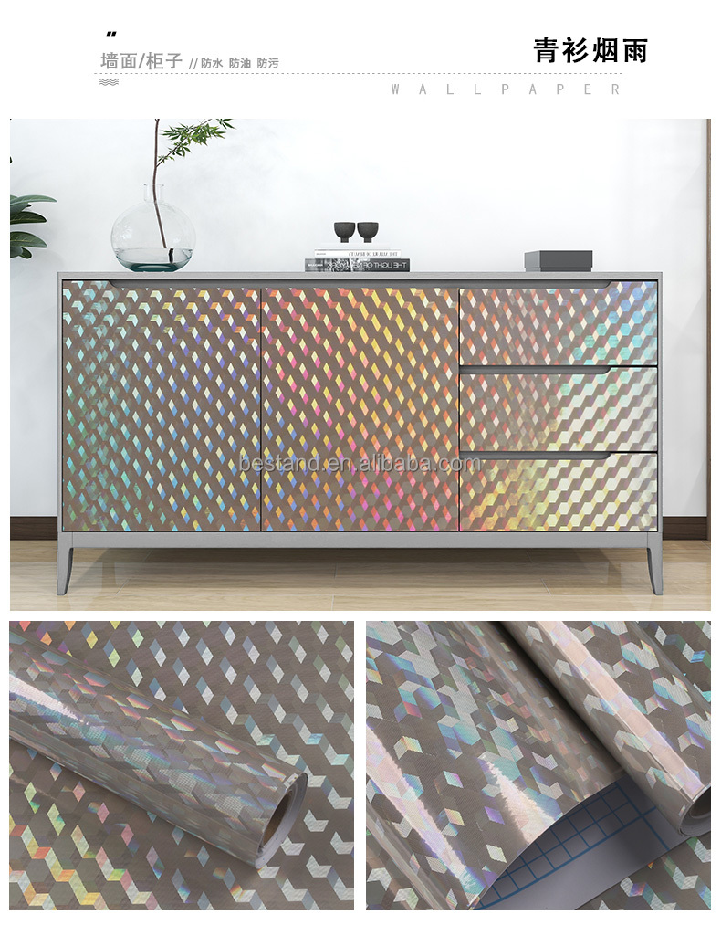 Effortless Panel Decoration Metallic PVC Self Adhesive Wallpaper Metallised Film