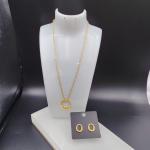 New Arrival Trendy Lines Newest Gold Color Stainless Steel Earring ,Necklace ,
