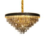 2700k 6500k Smokey Grey Pendant Light Round Crystal Modern Grand Chandelier