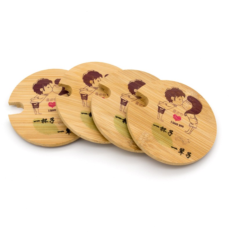 Natural Color Decorative Bamboo Lids Wooden Mug Cover Glass Jar Drink Cup Lid