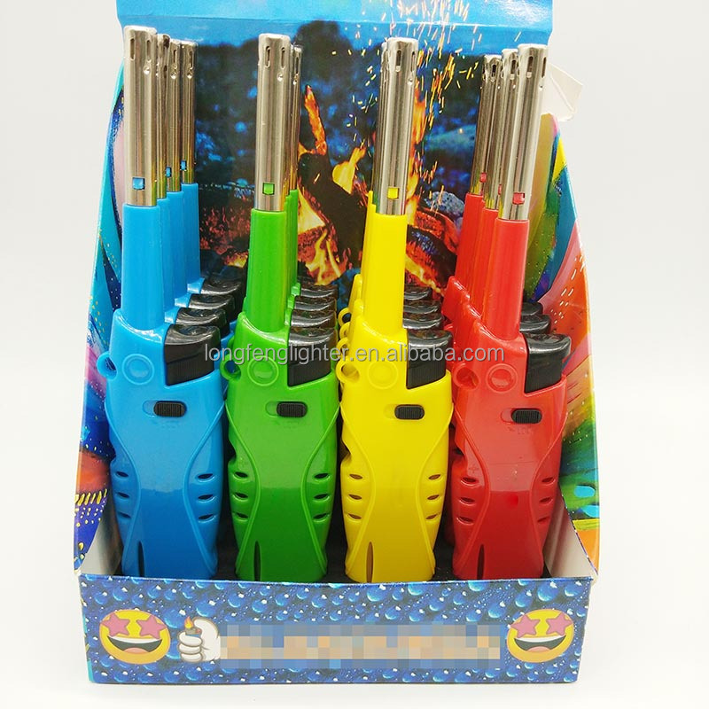 2022 Factory Plastic Gun Butane Gas Torch Fire Customized Kitchen Lighter Gas Lighter BBQ Lighter