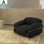 OEM Hotel Bedroom Furniture Fabric Single Black Sofa Chair Puffy Exterior Villa