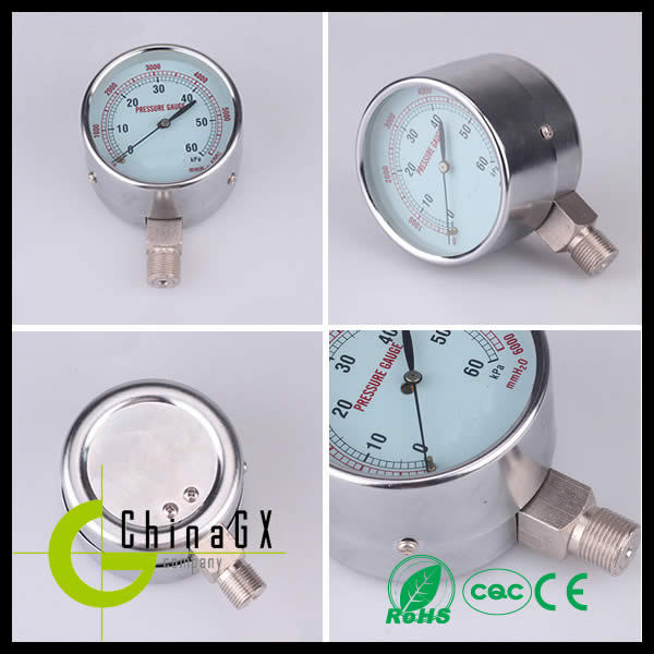 40mm To 150mm Fluid Level Meter Ss316 Pressure Gauge Corrosion Proof