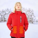 Red Fishing Heated Winter Clothes Women Electric Rechargeable Heating Jacket For