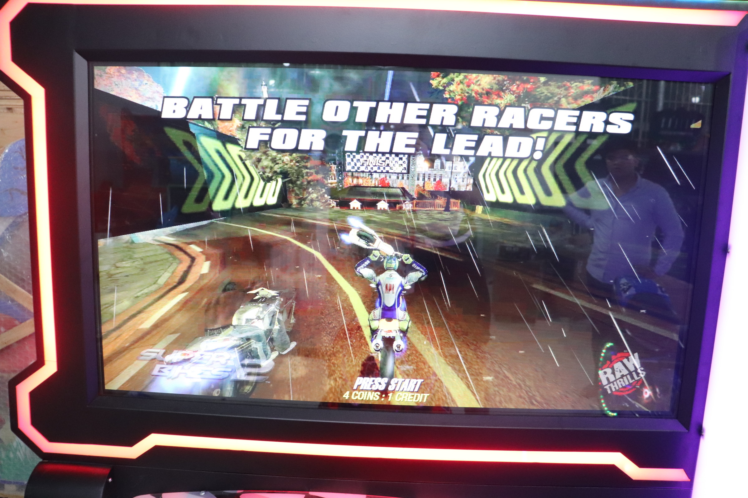Super Motor Bike Racing Arcade Machine D2400 * W2450 * H2500mm Size 300W Power