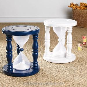 China 24 Hours Sand Clock Hourglass Sand Timer For Kid Wooden Stool on sale